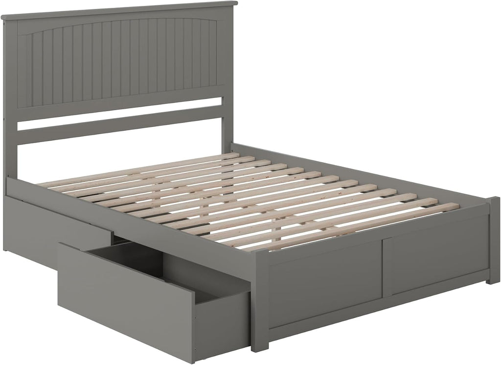 AFI, Nantucket King Platform Bed with Footboard & Storage Drawers, Grey