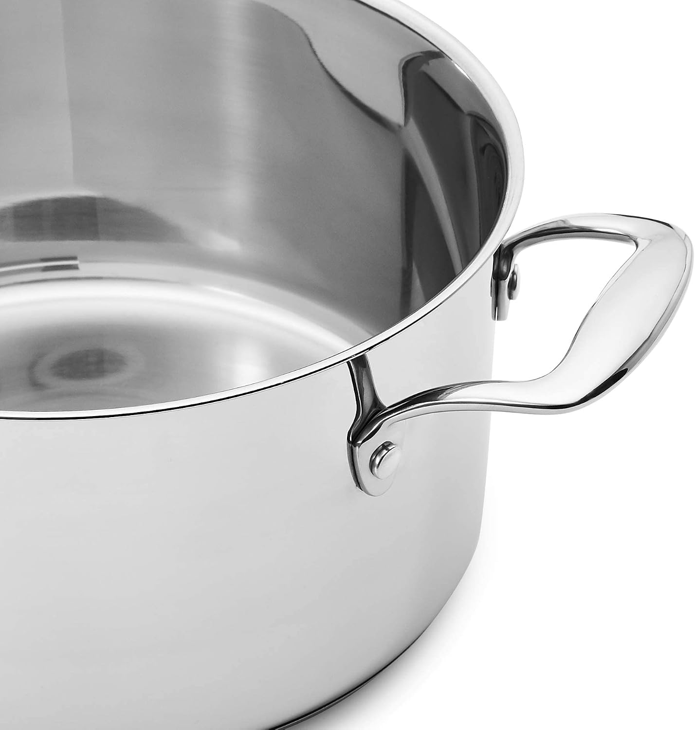 Amazon Basics Stainless Steel Cookware 15-Piece Set, Oven Safe, Induction-Ready, Even Heating, Easy to Clean, Stay-Cool Handles, Pots and Pans, Silver