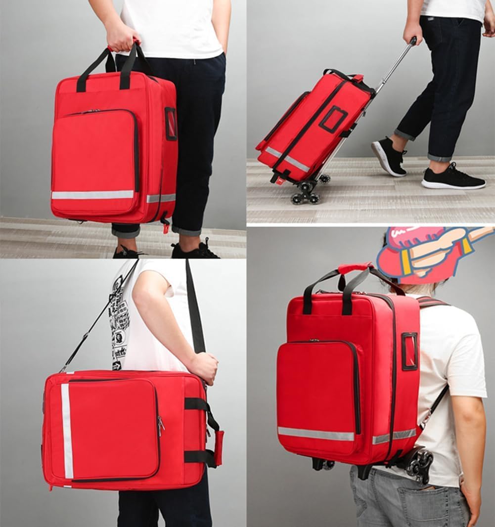 Emergency Treatment Backpack Large Capacity, Medical Bag with Detachable Trolley, First Aid Kits Storage Medical Bag