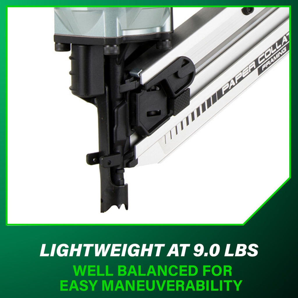 Metabo HPT Framing Nailer, Pro-Preferred Pneumatic Power Nailers in Framing Tools, Rapid Response Power Tool for Floor, Wall, & Roof Decking, Lightweight, 30° 3-1/4' Paper Collated Nails, NR83AA5