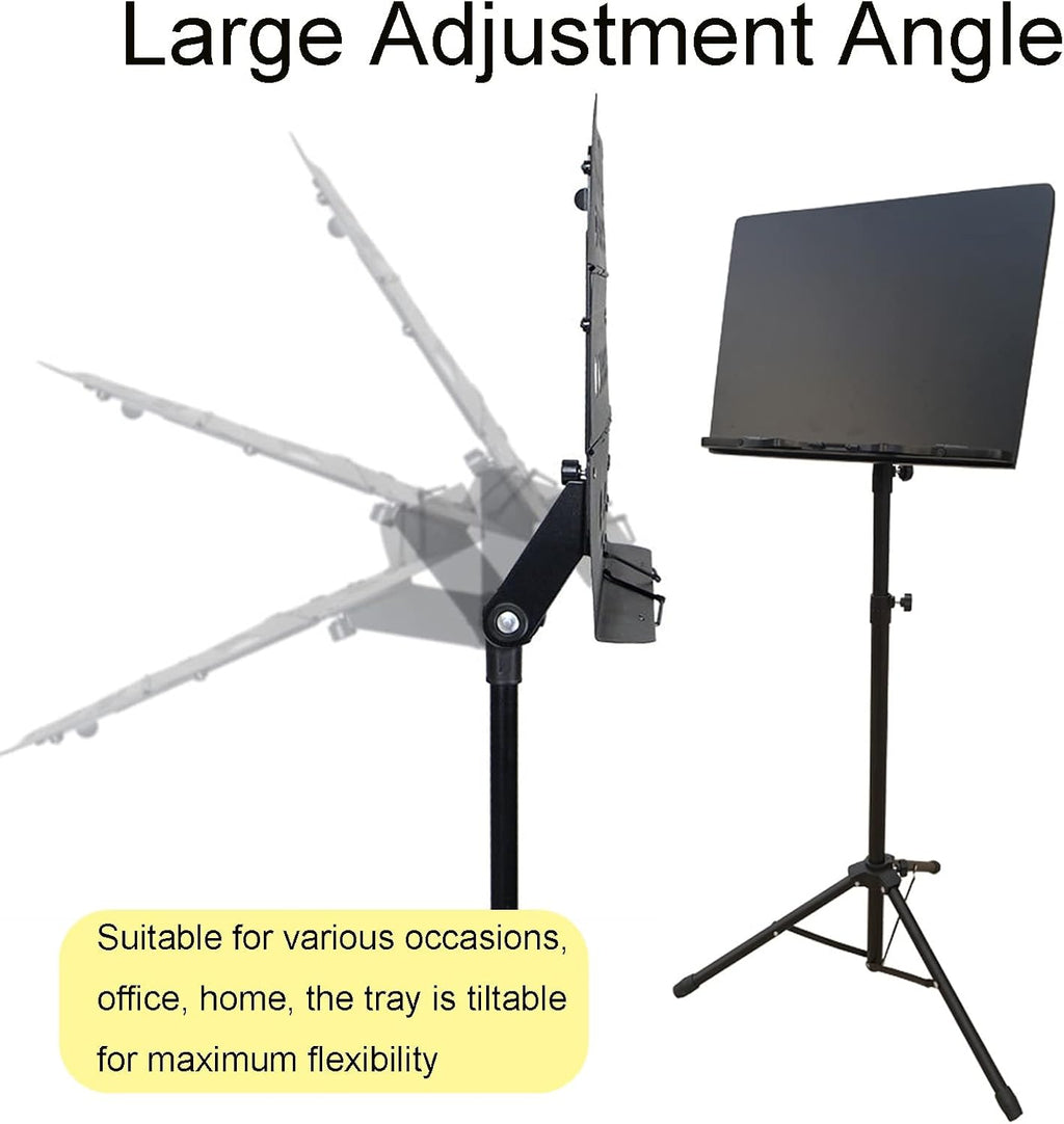 Music Stand with Phone Holder Microphone Holder, Extra Stable Metal Music Stand, Metal Structure, Stable and Smaller Footprint, Multi-Use Folding Sheet Music Stand,