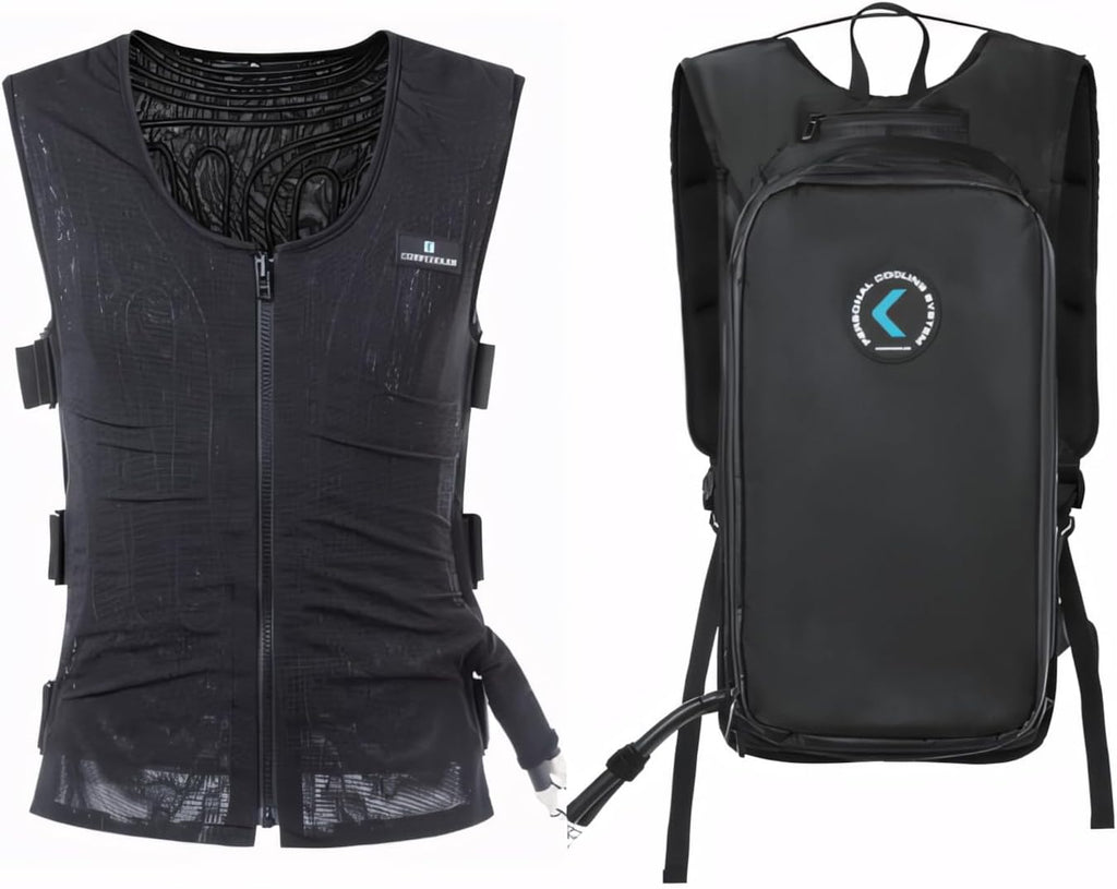 Motorcyclist Dual Backpack ICE Water Cooling System 5.0L Bladder and 7.4V Battery(Black)