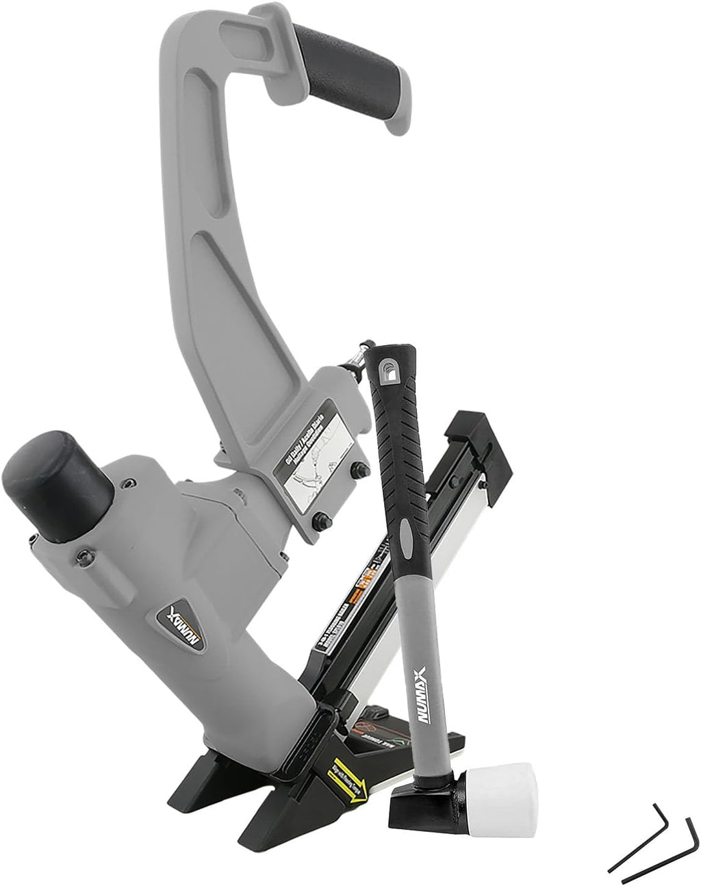 NuMax SFL618 Pneumatic 3-in-1 15.5-Gauge and 16-Gauge 2' Flooring Nailer / Stapler with Flooring Mallet and Interchangeable Base Plates