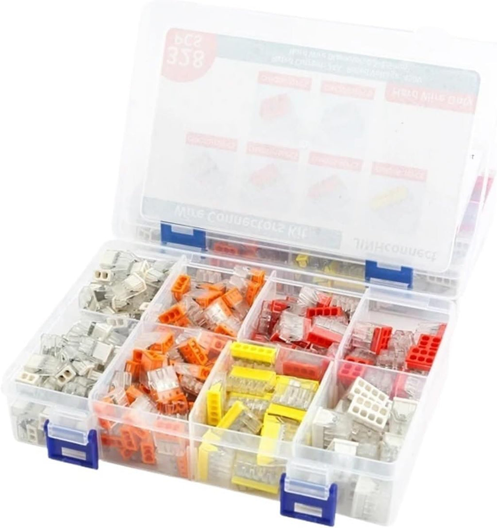 328Pcs Mini Quick Wire Connectors 2/3/4/5/6/8 Ports Nuts Assortment Pack Hard Stainless Easy Electric Push-in