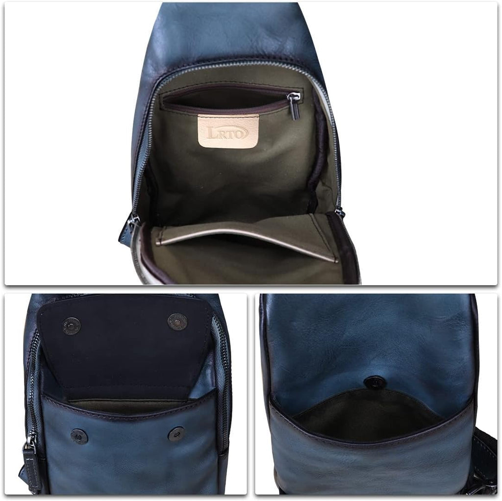 Genuine Leather Sling Bag - Handmade Leather Backpack for Women and Men - Crossbody, Chest Bag