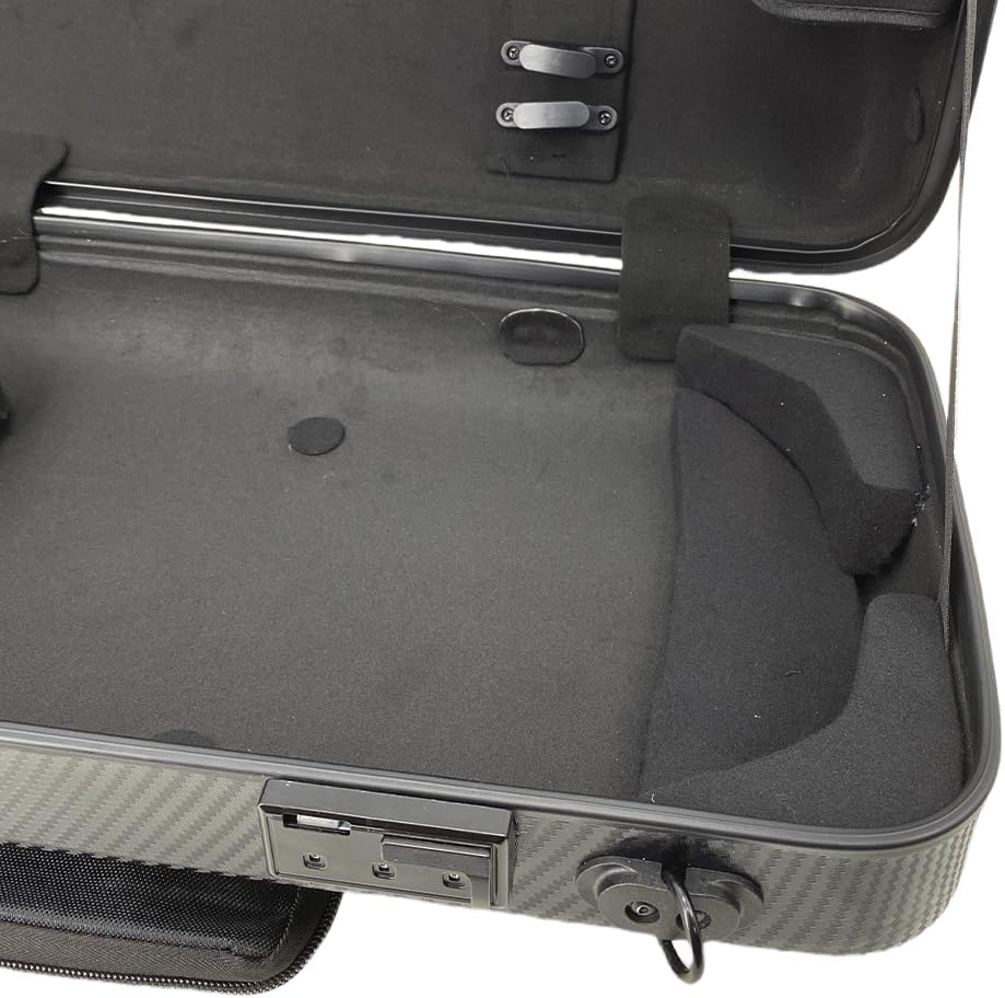 Violin case 4/4 Full size High strength Carbon fiber hard shell Durable handles Internal storage with Backpack straps Music Sheet bag (Black with Code lock)