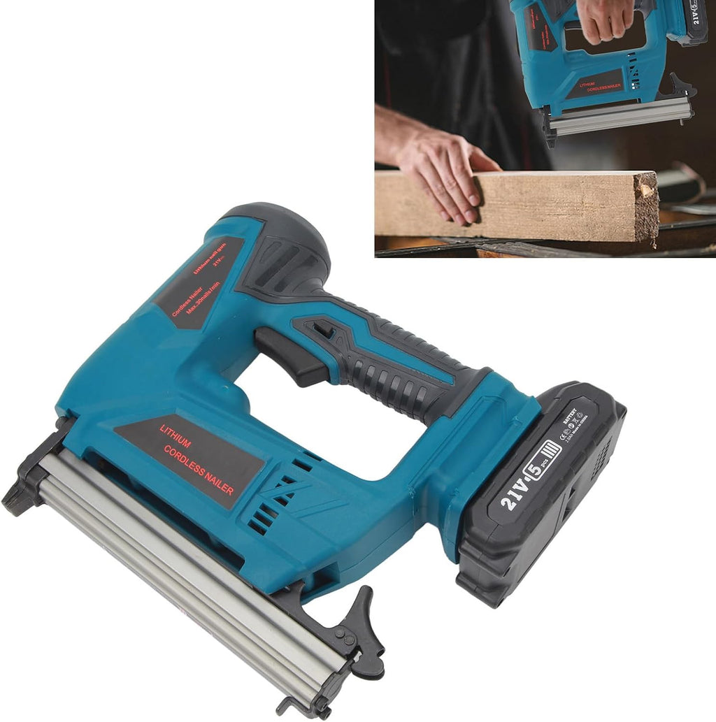 Asixxsix Electric Brad Nailer, Electric Nail Gun/Staple Gun, 100 Nail Capacity, Nail Gun for Trim, Picture Frames, Crafts, Fencing, Carpentry and Woodworking Projects (US Plug 100‑220V)