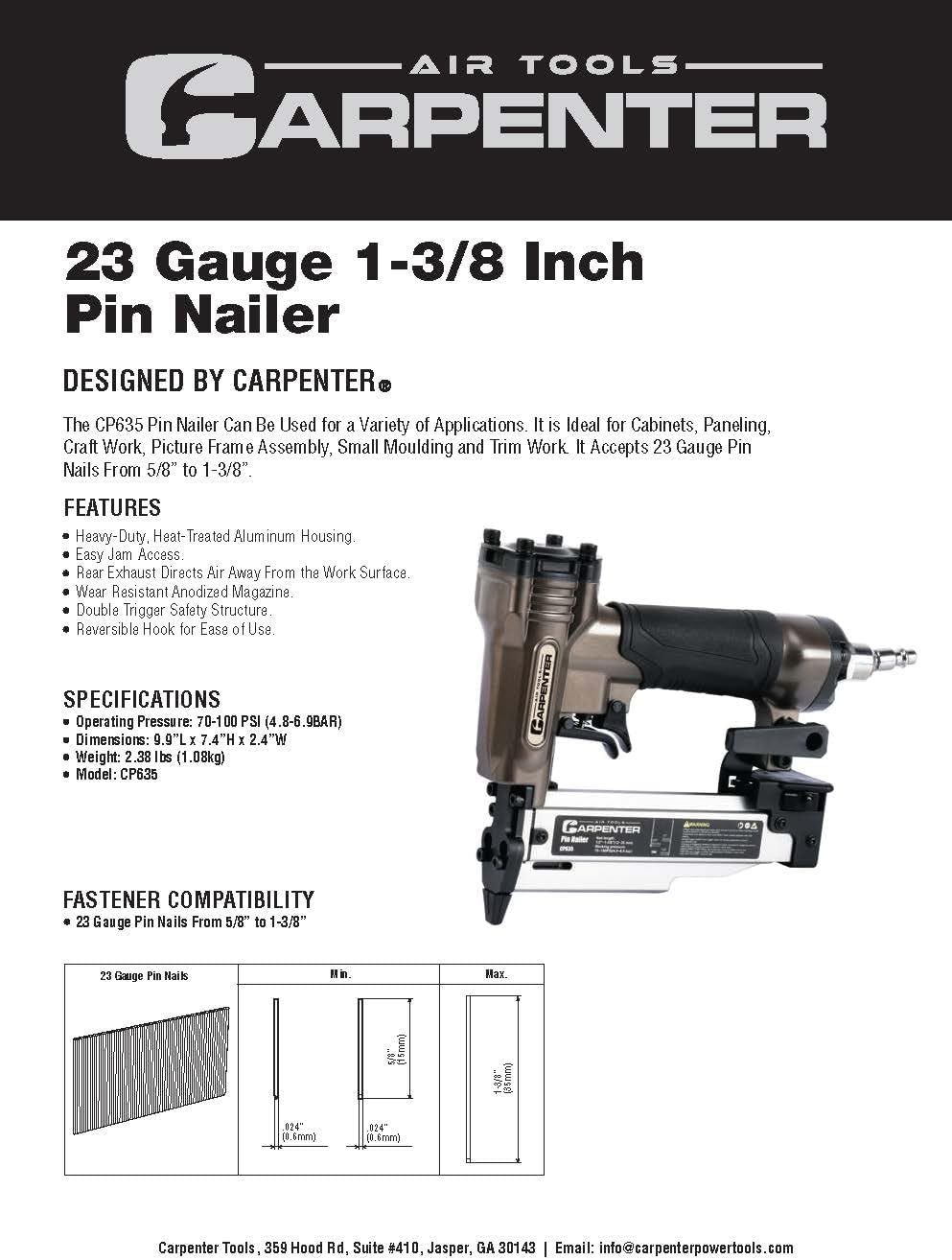 Carpenter Finish Nailer Bundle-CFN64 16 Ga Straight Finish Nailer-CF1565 15 Ga Finish Nailer-CF50 Brad Nailer-CP635 Pinner