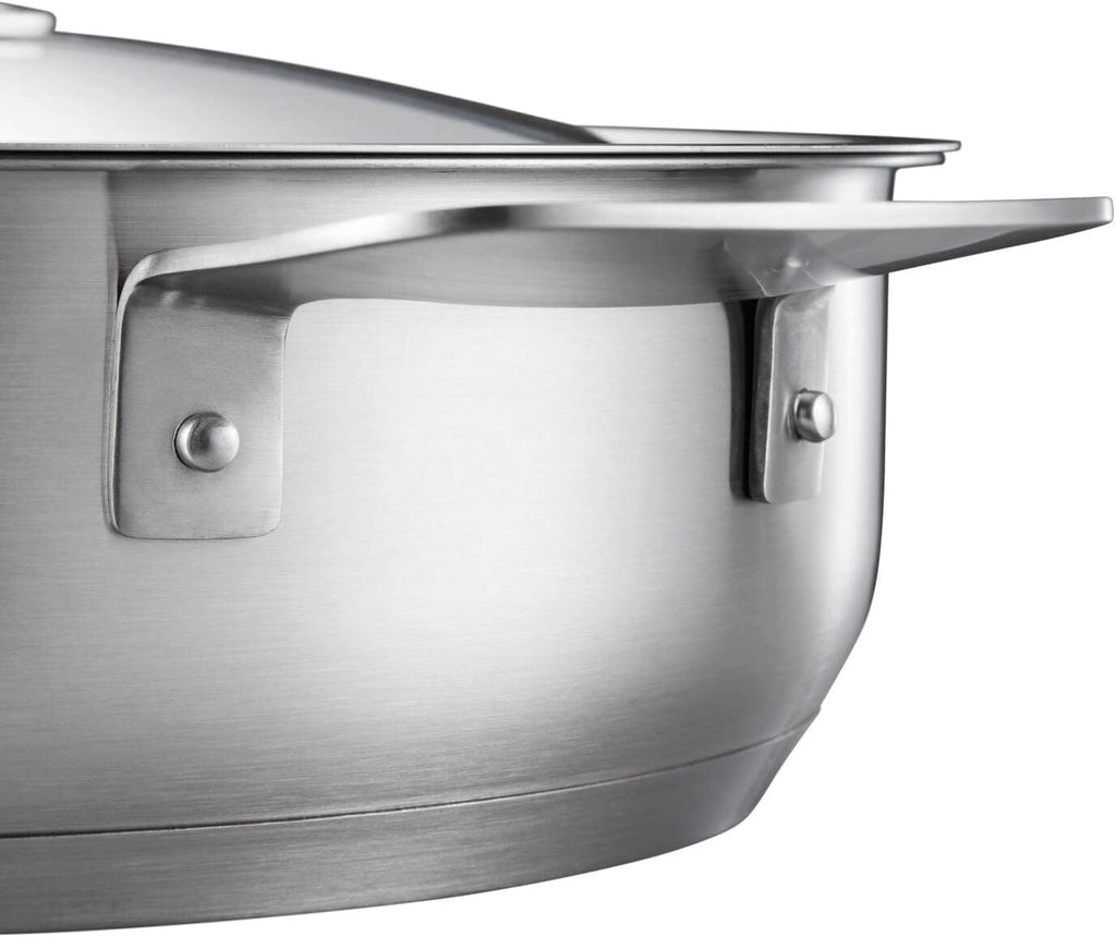 Fiskars Sauté Pan with Lid, Diameter 28 cm, Non-Stick, Suitable for All Cookers, Recycled Stainless Steel, Silver, 1064749