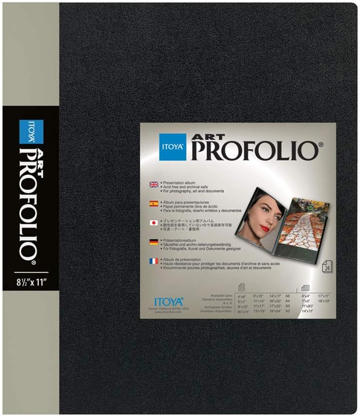 ITOYA 18 x 24 inches Original Art Presentation Book/Portfolio- for Art, Photography, and Documents - Pack of 2 + Scrapbooking Stickers 4 Pages of Emojis, Quotes, Letters & Numbers