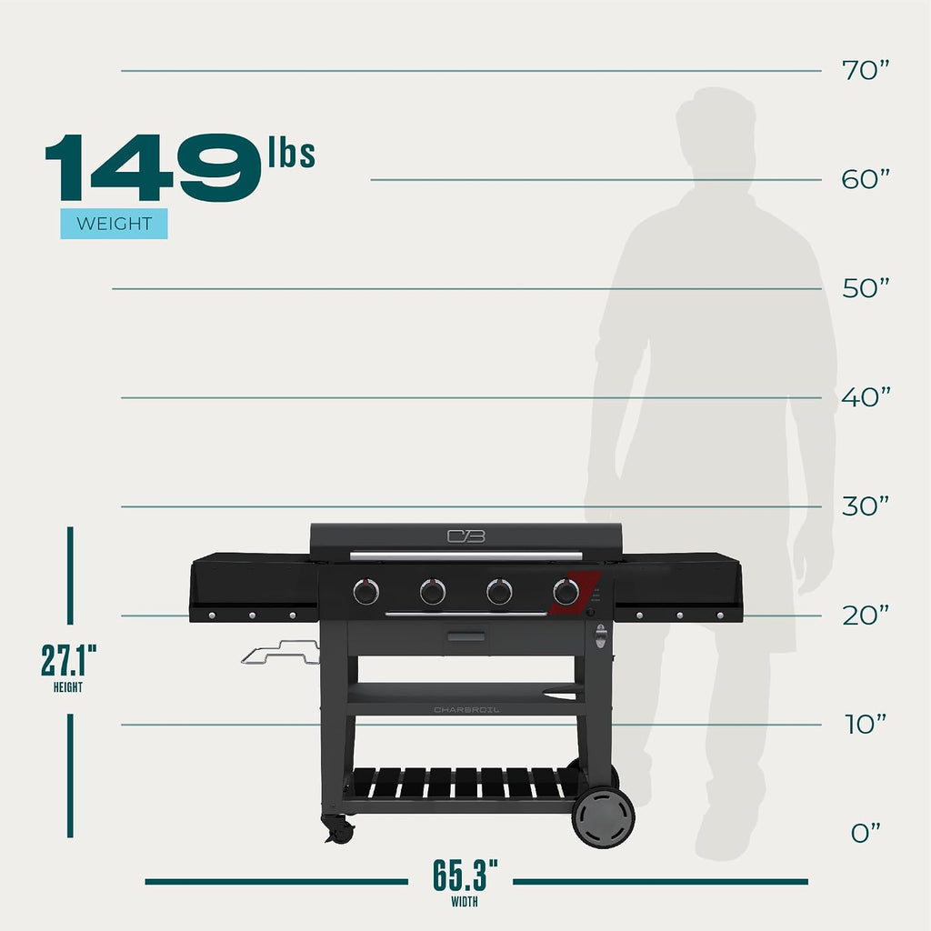 Charbroil 36' Performance Series Deluxe Propane Gas Griddle with Cart 4 Burner Flat Top Grill, Black - 463285924