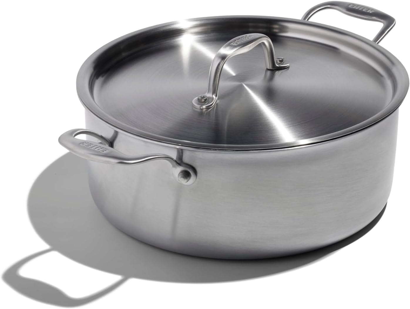 Heritage Steel x Eater 6 Quart Rondeau with Lid | Made in USA | 5-Ply Fully Clad Stainless Steel Pan | Stay Cool Handle Design | Induction Capable & Non-Toxic Cookware