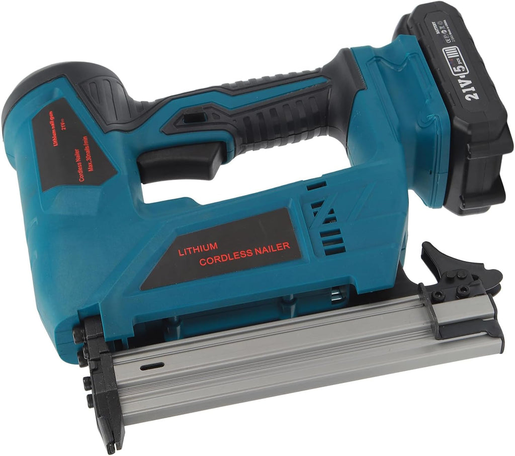 Cordless Brad Nailer, Battery Powered Electric Nail Gun with Battery Charger for Upholstery, Material Repair, Carpentry, DIY, Home Improvement, Woodworking (US)