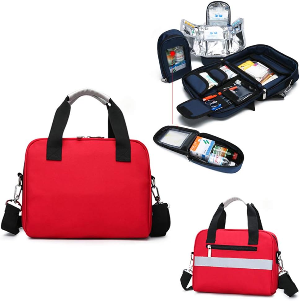 Waterproof First Aid Kit Bag, Compact Survival Insulin Cold Storage with Labeled Compartments for Home, Workplace, Car, Caravan, Travel, Camping, Hiking