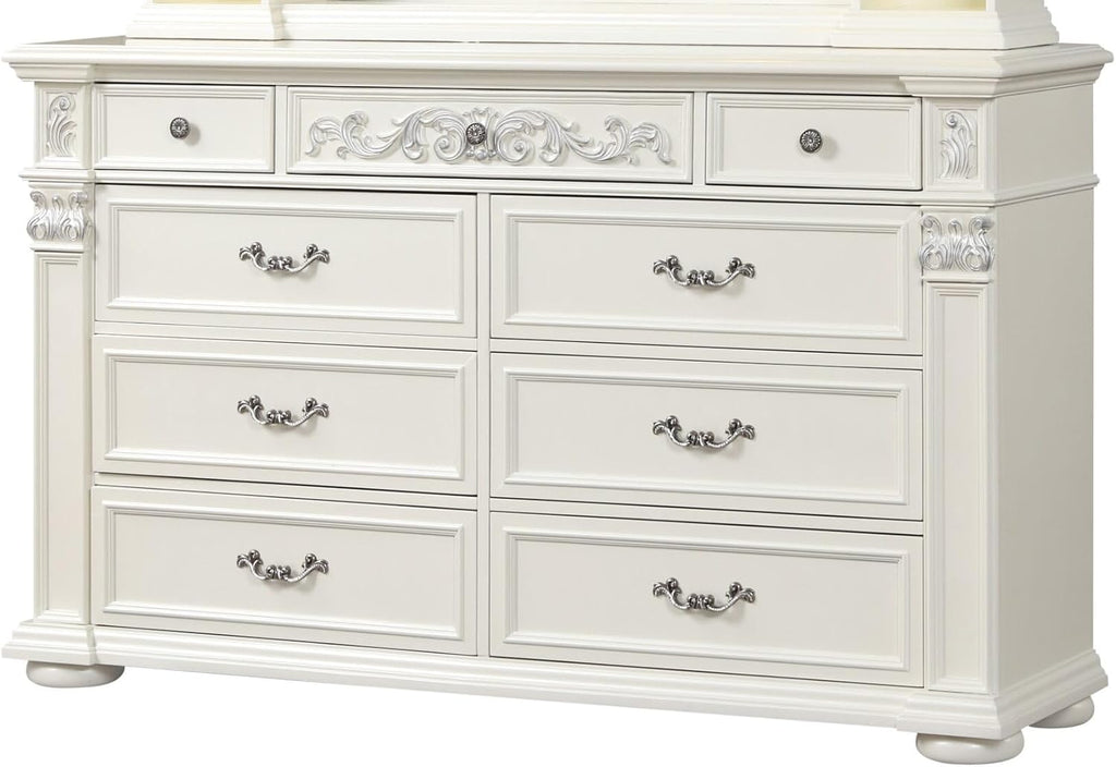 First of a Kind Platinum White King 4 Piece Bedroom Set