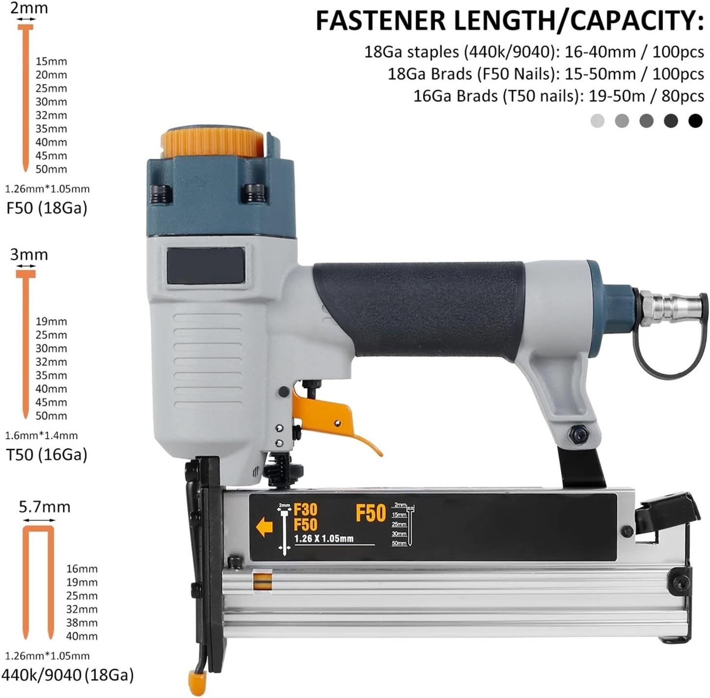 finish nailer, Air Nailer Carpenter Pneumatic Nail Tool T50 F50 440K Air Brads Nailer Nail Depth Adjustment Ergonomic And Lightweight,nail gun for trim