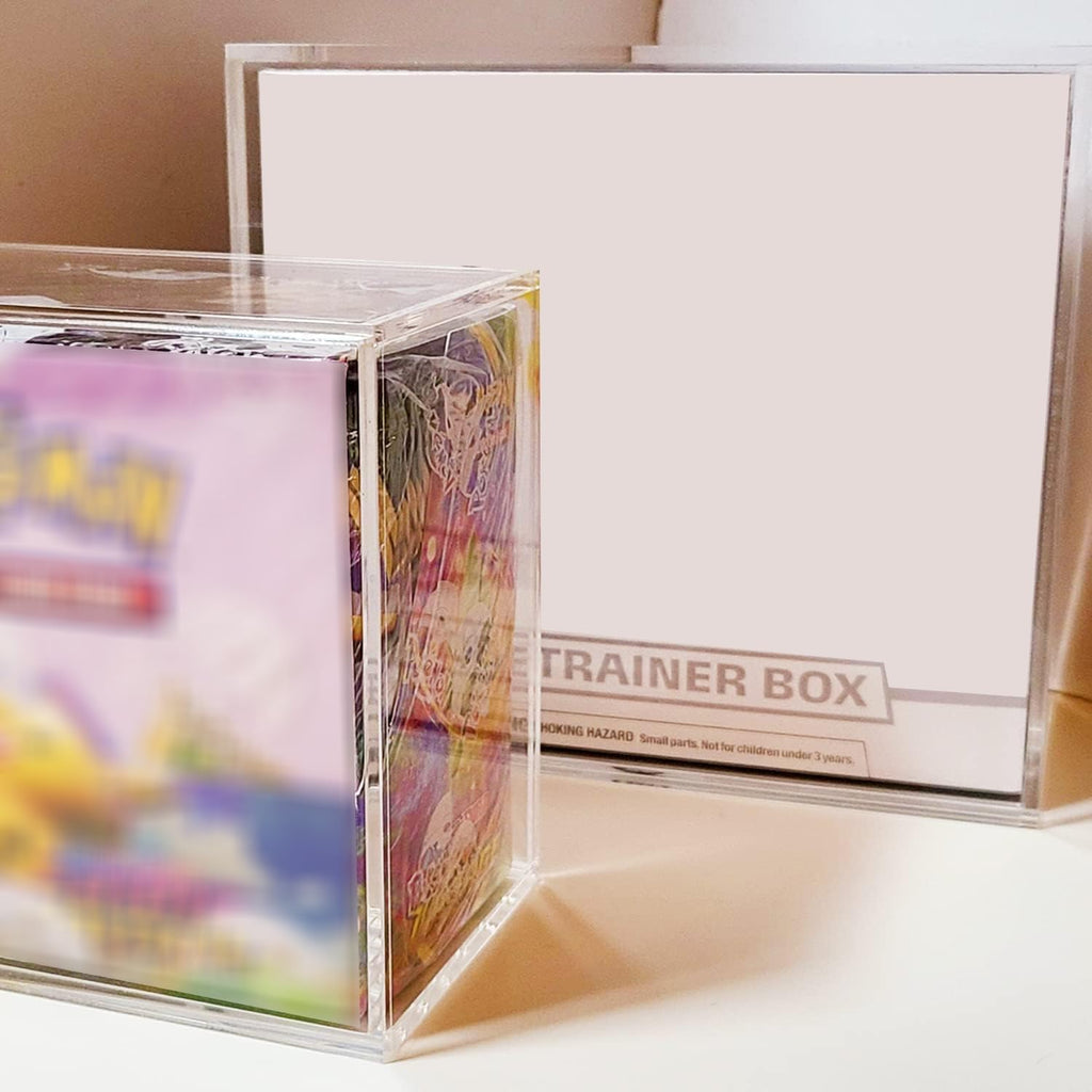 EVORETRO Clear Acrylic Display Case for Pokemon Elite Trainer Box - 4 Pack - 4.0mm Thick UV-Resistant Pokemon ETB Protective Case with Sliding Lid