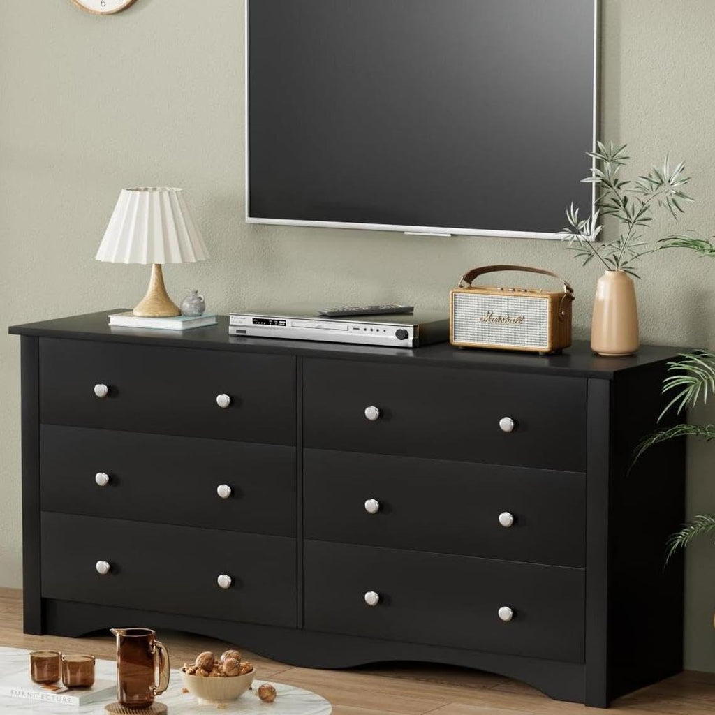 YESHOMY Dresser for Bedroom,6 Drawer Dressers, Storage Chest of Drawers for Hallway,Living Room, Entryway(Pure Black)