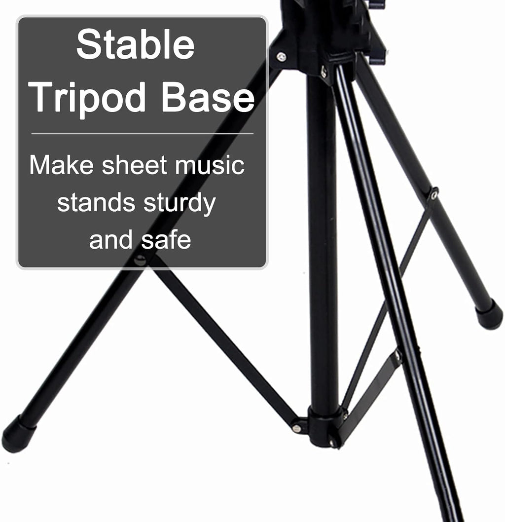 Folding Wire Sheet Music Stand for Guitar Players, Portable Black Instrumental Book Holder with Carrying Bag, Stage Studios Church School