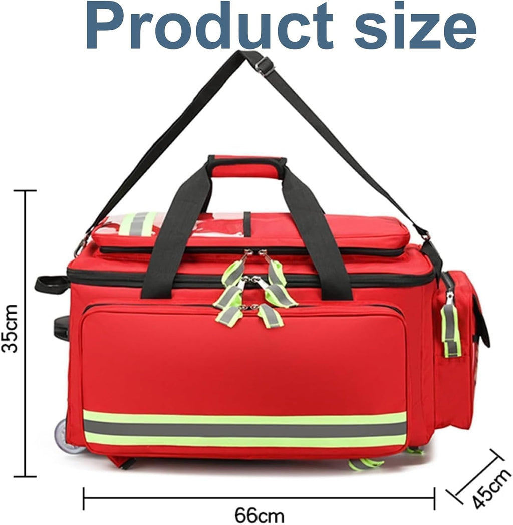 Nurse Rolling Bag Emergency Rescue Kit for Outdoor Hiking, Large Capacity Medical Trolley Bag Empty, with Multiple Pockets and Compartments, for Home Health Nurses, Doctors, EMT, EMS