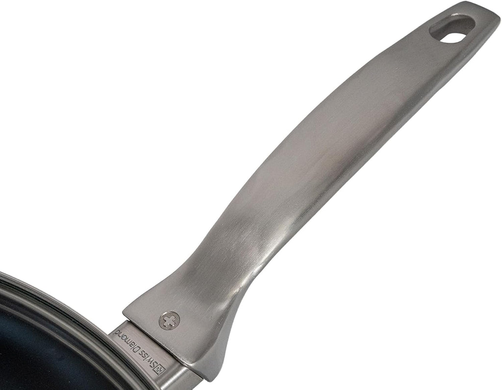 Swiss Diamond Nonstick Frying Pan Hybrid Ceramic and Diamond-Infused Fry Pan With Glass Lid, Dishwasher and Oven Safe Fry Pans (12.5 IN)