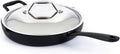 All-Clad Cast Iron Skillet - 12' Enameled Cast Iron Pan with Lid, Enamel Coating, Grill, Oven Safe up to 650°F & Compatible with All Stovetops (Gas, Electric & Induction), Easy-Clean Frying Pan, Black