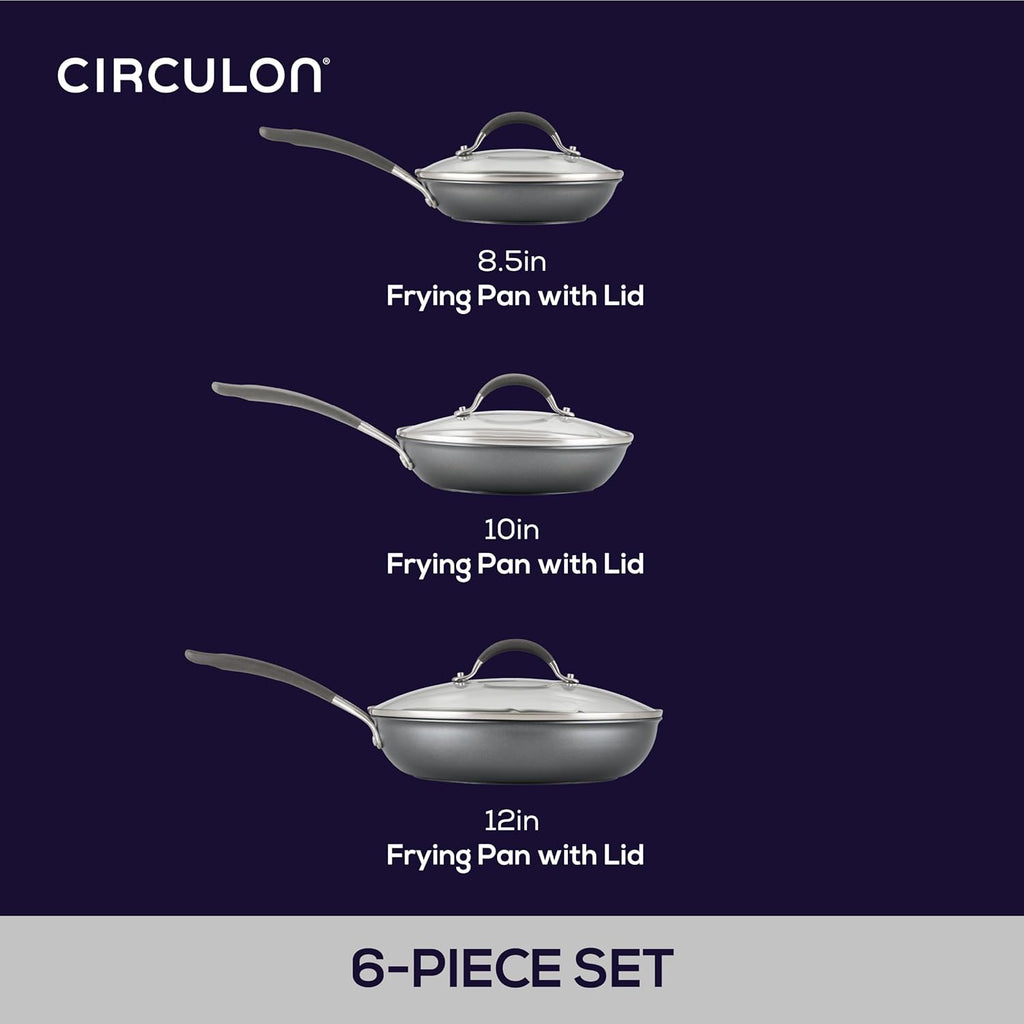 Circulon A1 Series with ScratchDefense Nonstick Induction Frying Pan Set, 6-Piece Cooking Pans Set, Induction Cookware, Graphite