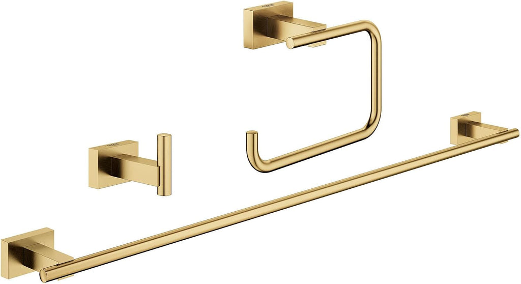 GROHE 40777GN1 Essentials Cube 3-In-1 Bathroom Accessory Set, Brushed Gold