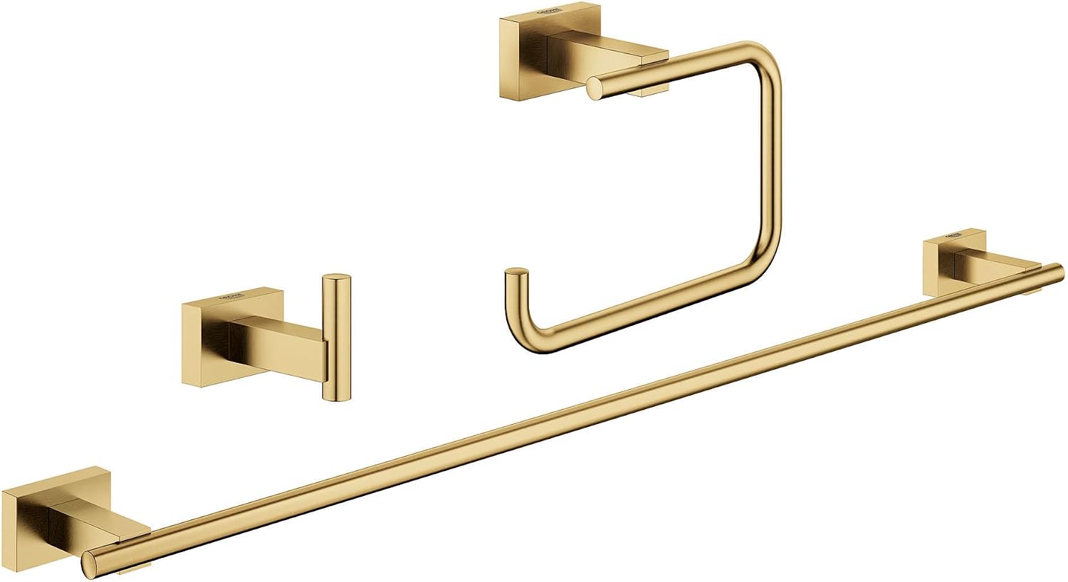 GROHE 40777GN1 Essentials Cube 3-In-1 Bathroom Accessory Set, Brushed Gold