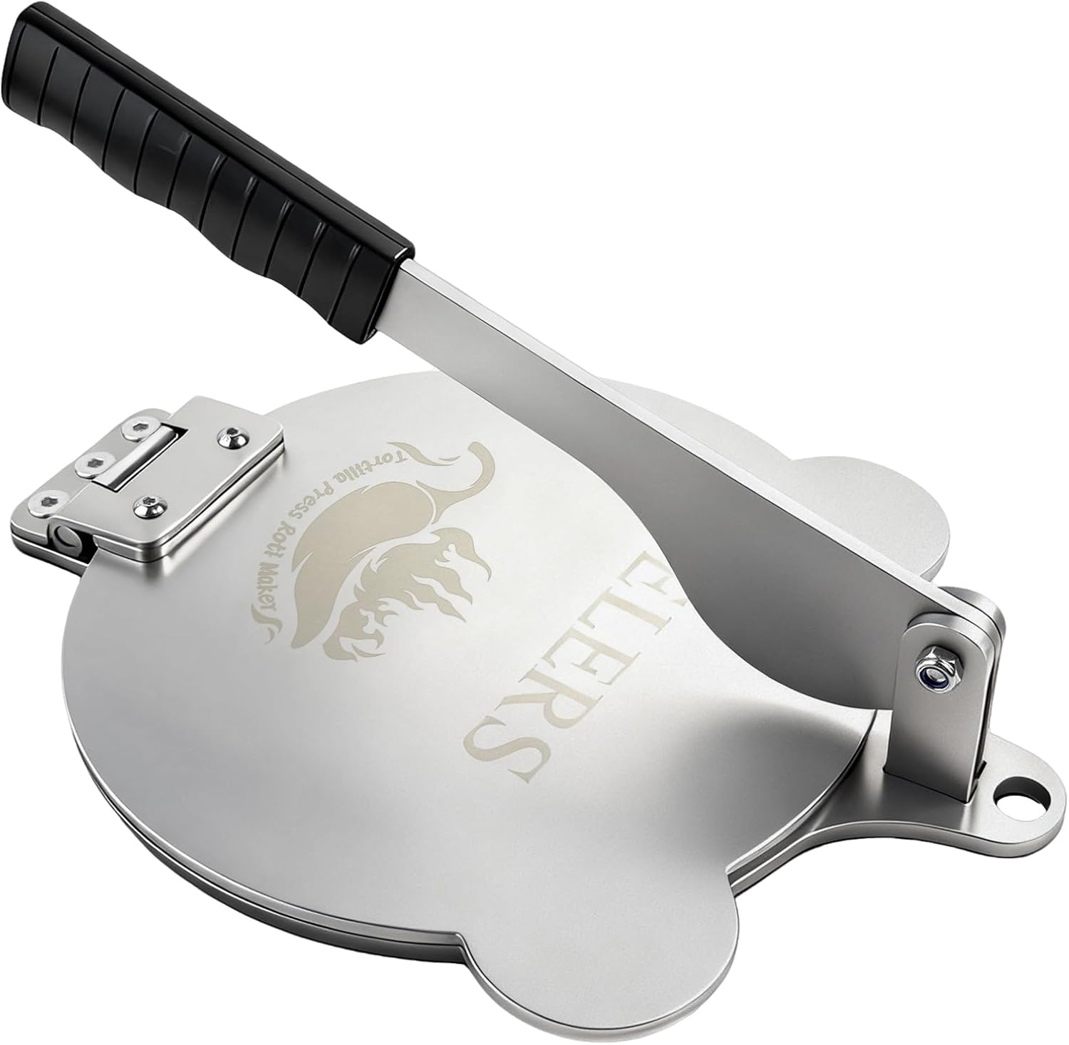 Tortilla Press Stainless Steel，SELERS,Heavy Duty, Adjustable To Press Different Thickness Of Crust, Removable, For Flour Tortilla, Roti, Flatbreads, Taco, Pie, Silver (10.5 inch)