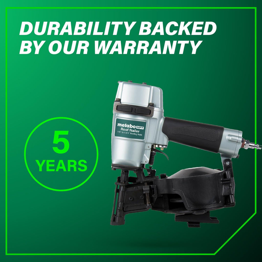 Metabo HPT Roofing Nailer, Pro-Preferred Pneumatic Power Nailer in Roofing Tools, Pneumatic Roofing Nailer for Asphalt Roofing Shingles, Nailer 16 Degree 7/8″ to 1-3/4″ Roofing Nails, NV45AB2