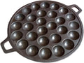 Kanom Krok Thai Coconut Pancake Pan, Takoyaki Maker, Heavy 28 Holes Cast Iron Grill pan Combination Thai Cooking Equipment
