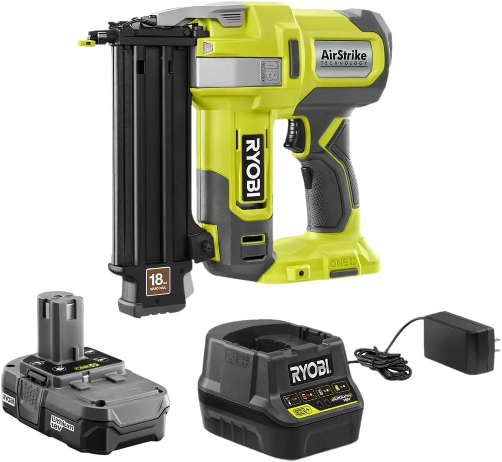 RYOBI 18V ONE+ AirStrike 18GA Brad Nailer Kit (Bulk Packaged) P321K (Renewed)