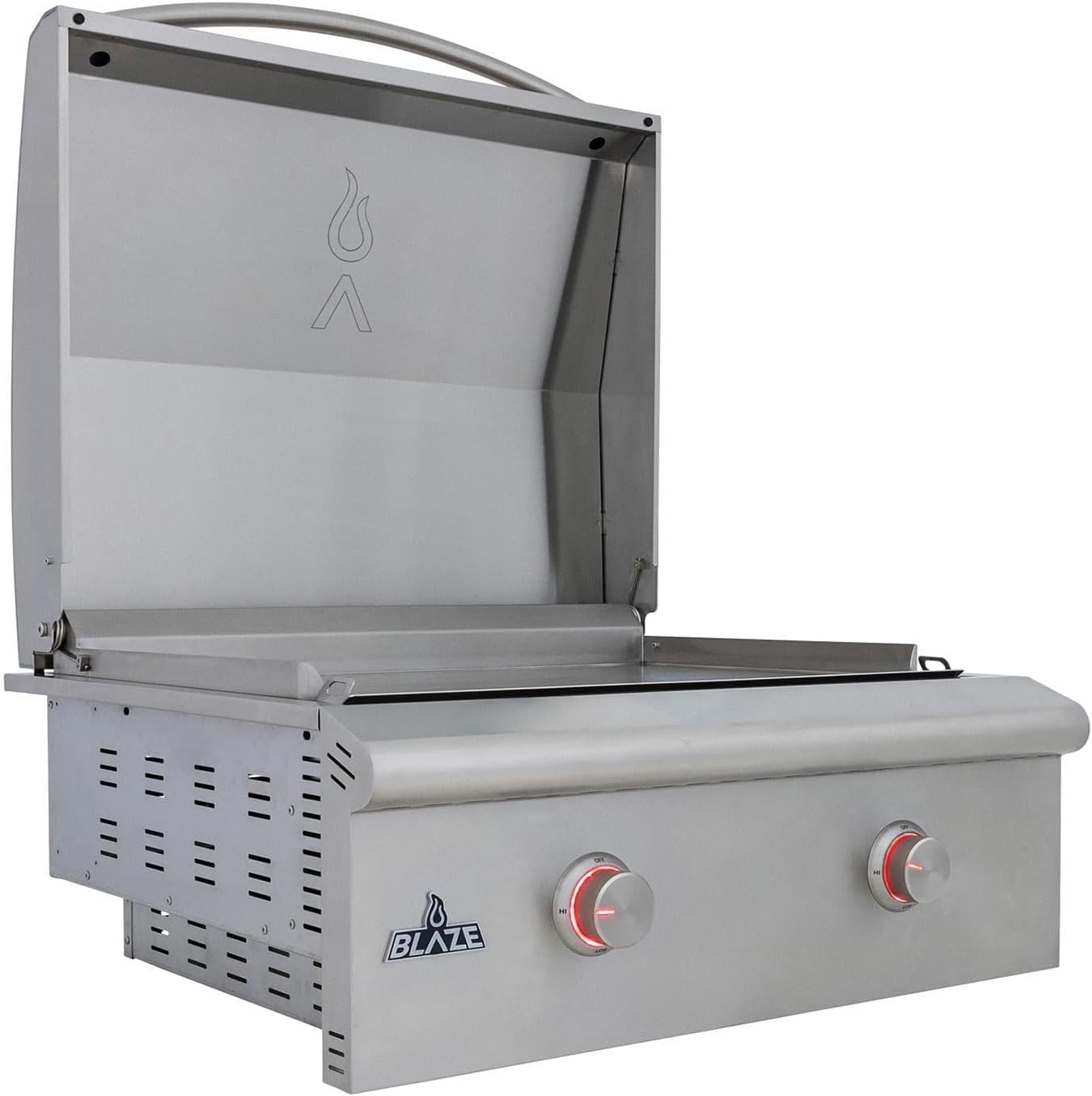 Blaze LTE+ 30-Inch Propane Gas Griddle with Lift-Assist Hood | Dual 15,000 BTU Burners | 8mm Reinforced Griddle Surface | Front Grease Management | Stainless Steel Construction BLZ-GRIDDLE-LTE3-LP