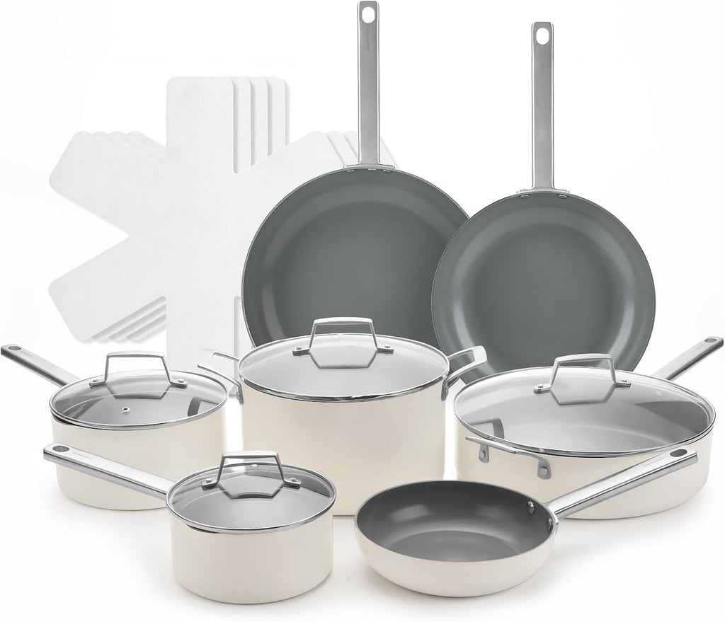 ChefRobot Nonstick Ceramic Cookware Set Healthy Pots And Pans Set Induction Kitchen Cookware sets Non Toxic Pots And Pan Set,PFOA ＆ PTFE Free (12 Pcs-Cookware Sets)