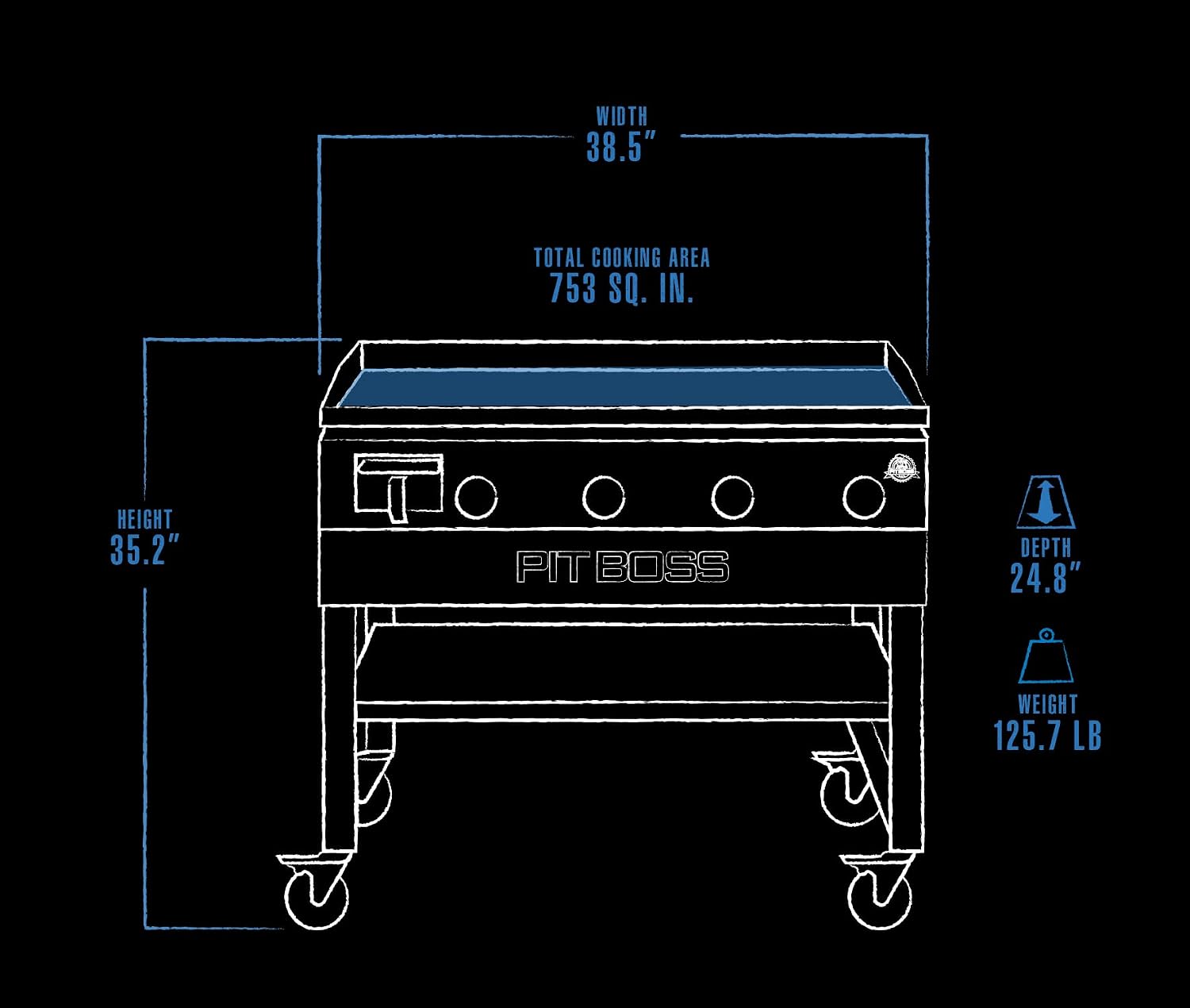 Pit Boss 10962 4-Burner Gas Griddle, Black