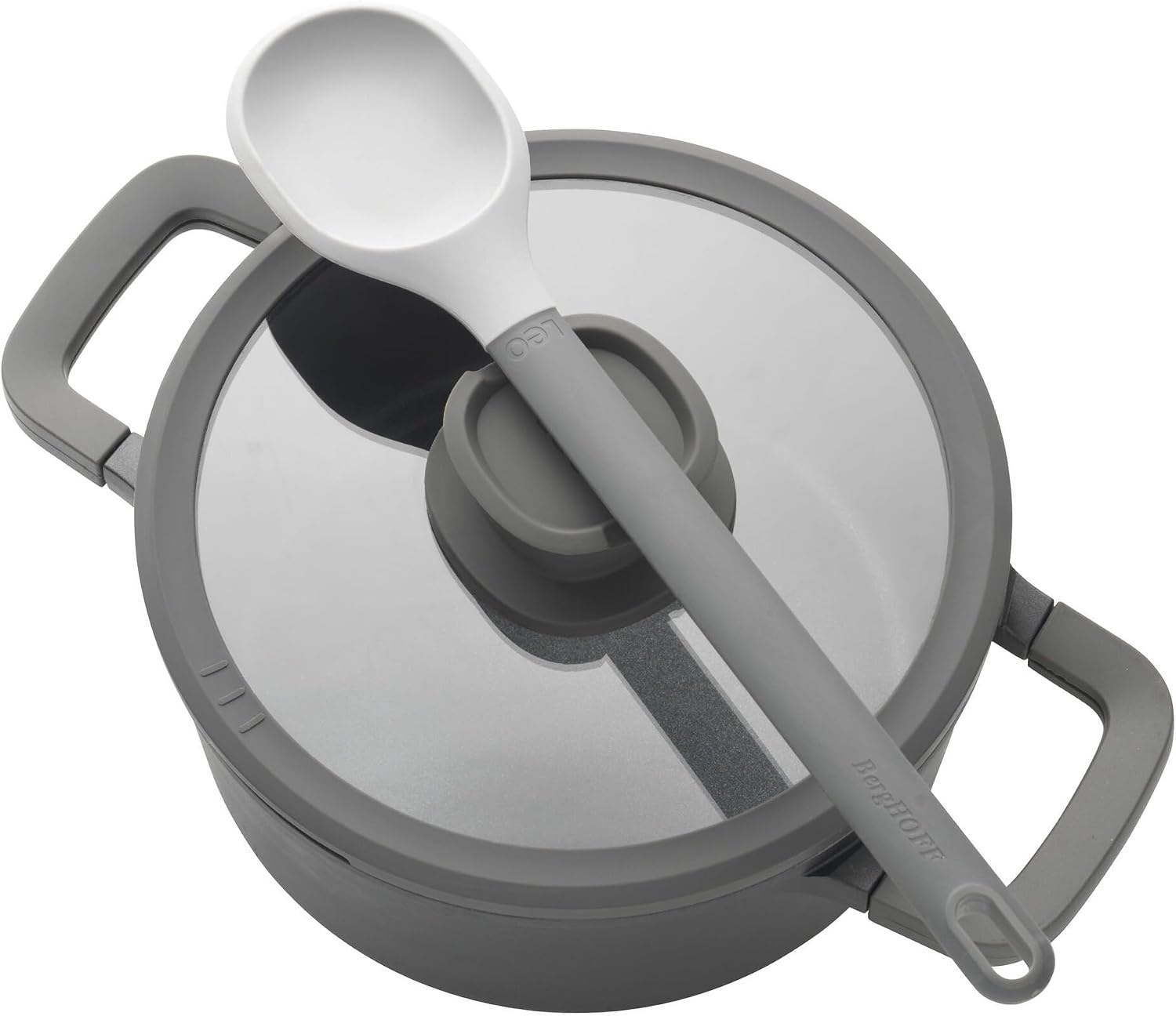 Berghoff Leo Stone+ Nonstick Ceramic 11in Wok Pan 4.6qt. With Glass Lid Recycled Aluminum CeraGreen Non-toxic PFAS Free Cookware Stay-cool Handle Spoon Rest on Lid Induction Ready
