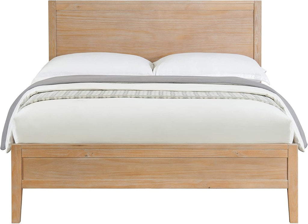 Alaterre Furniture Arden Queen Platform Bed Frame – Solid Wood, Modern Rustic Boho Style, Sturdy Slat Support, No Box Spring Needed, 65' W x 86' D x 50' H (Light Driftwood Finish)