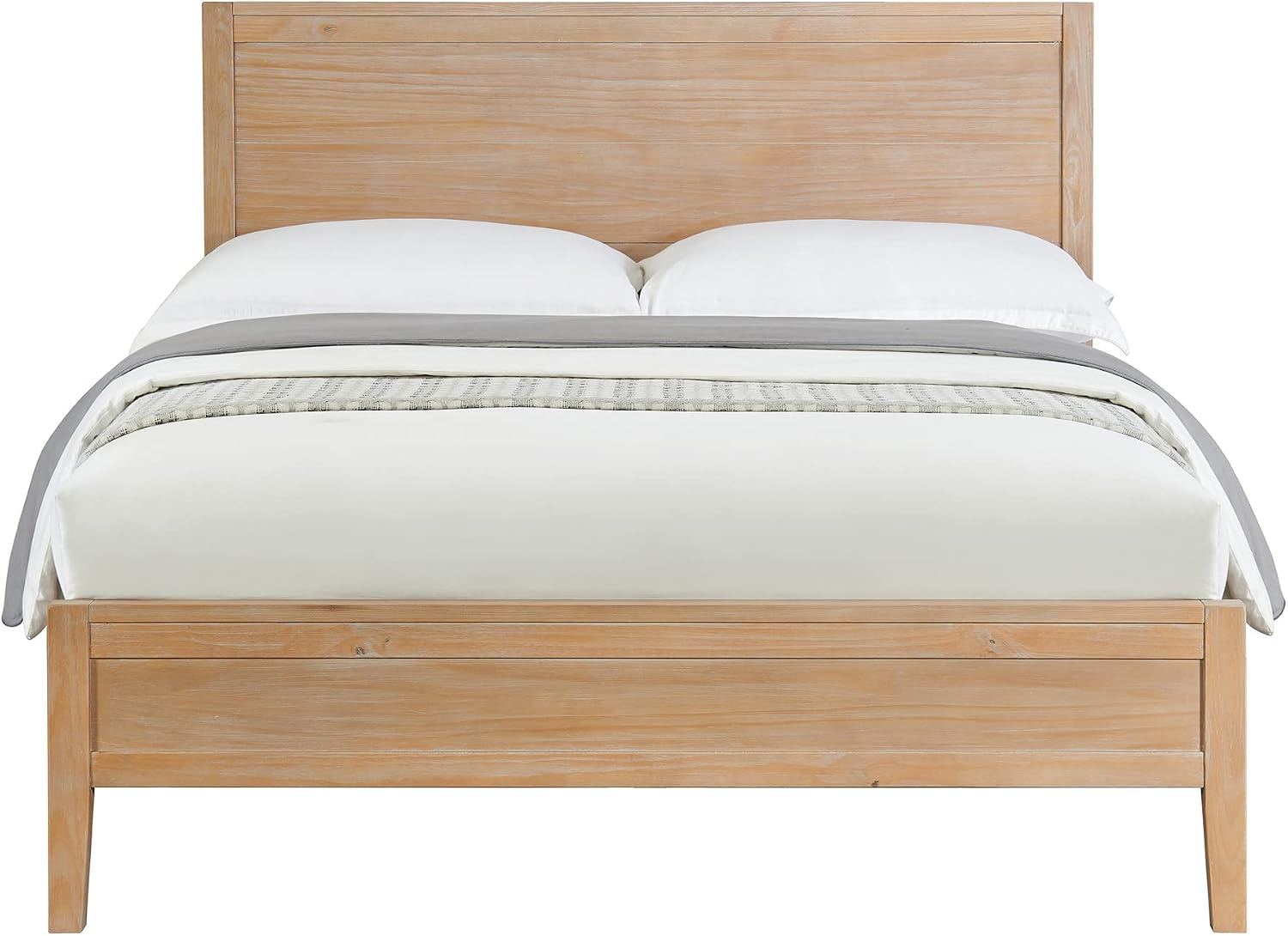 Alaterre Furniture Arden Queen Platform Bed Frame – Solid Wood, Modern Rustic Boho Style, Sturdy Slat Support, No Box Spring Needed, 65' W x 86' D x 50' H (Light Driftwood Finish)