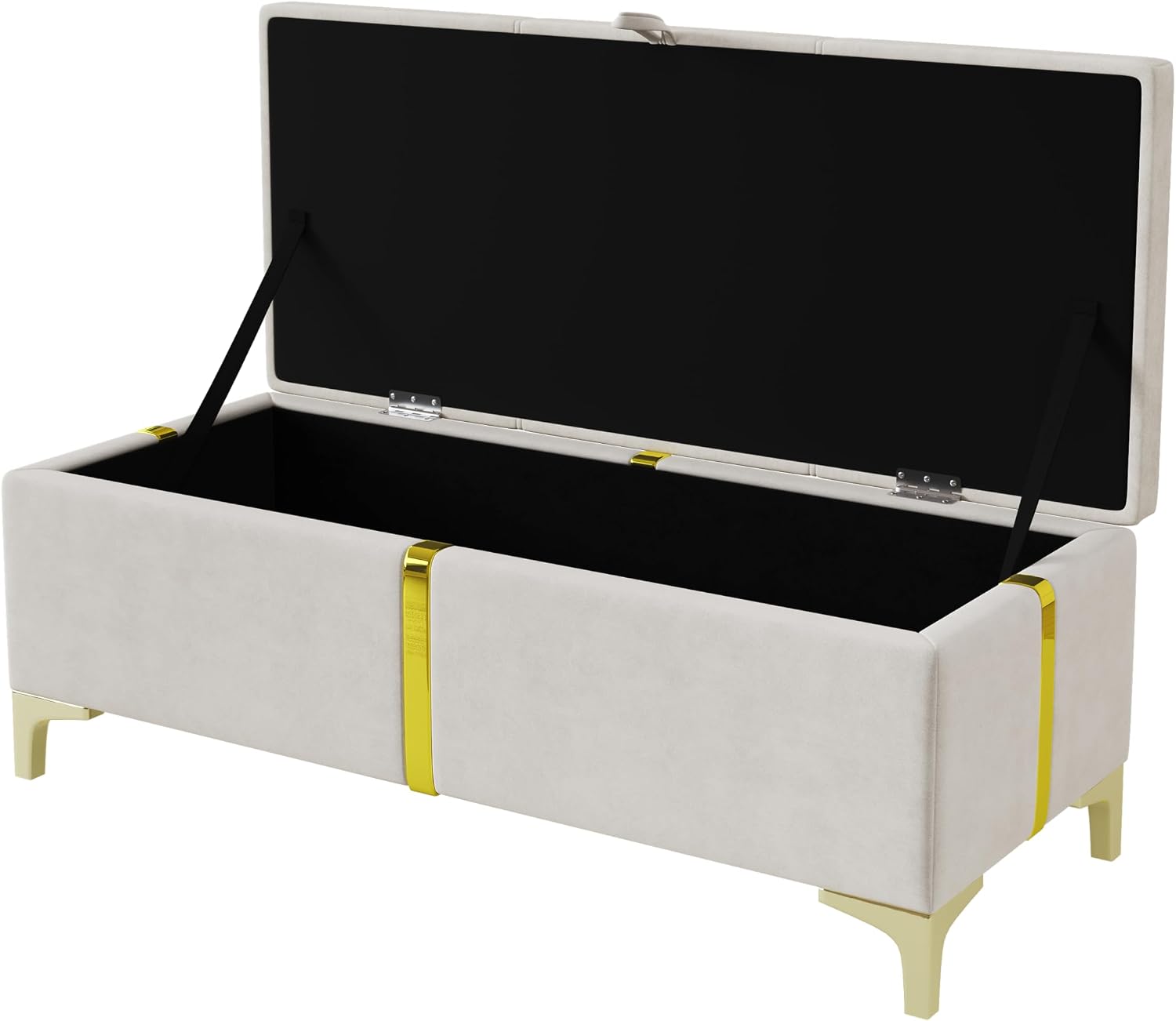 JIJIWANG 2-Piece Bedroom Sets, Queen Size PU Upholstered Platform Bed with Hydraulic Storage Ottoman, Wood Platform Bed Frame with Metal Legs, Storage Ottoman for Kids Teens Adults Bedroom, Beige