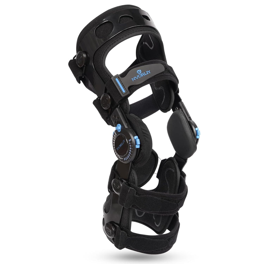 Nvorliy Knee Brace for Functional Posterior Cruciate Ligament (PCL) Recovery Stabilization, Adjustable Medical Post-Op Orthosis for Post-Surgery Support, Women and Men (Left, Medium)