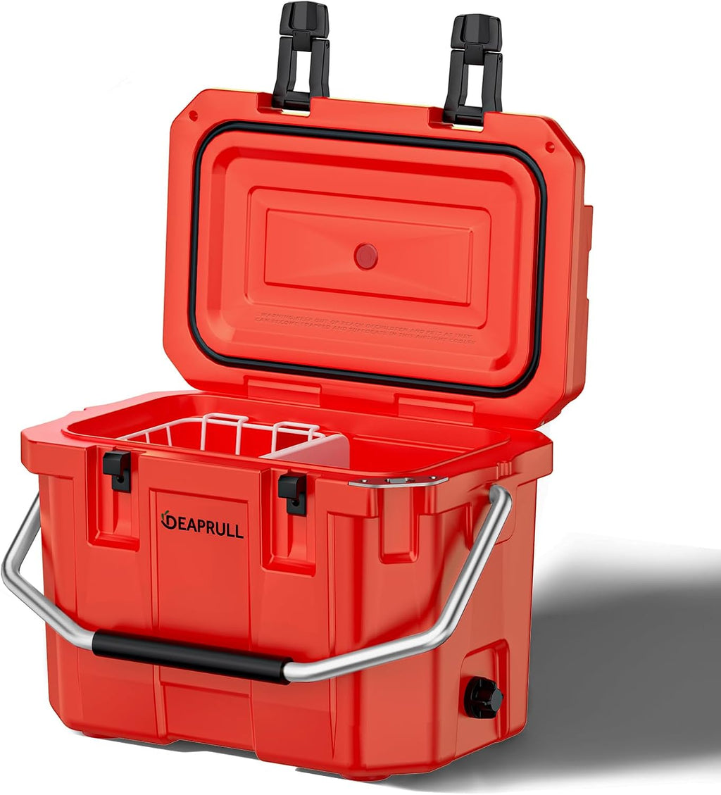 Hard Cooler, Insulated Ice Chest Box Holds Ice for More Days, Portable Cooler with Handle, Cup Holders, Double Latches for Camping Drink, Beach, Picnic, Fishing, Boat, Barbecue