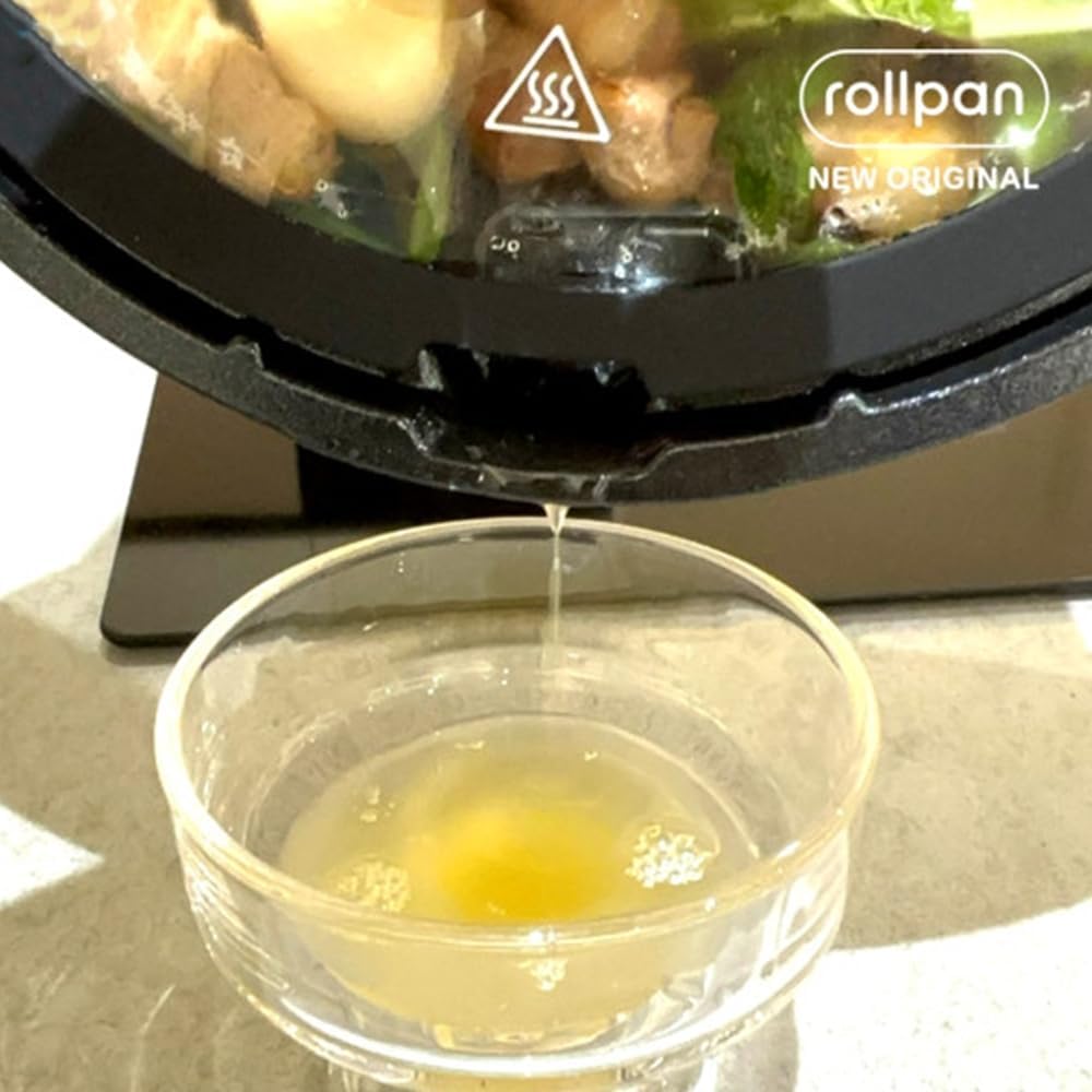 Rollkitchen Rollpan Camping Oven Automatic Rotation Cooking Pot for Korean BBQ and Outdoor Grilling, Mint