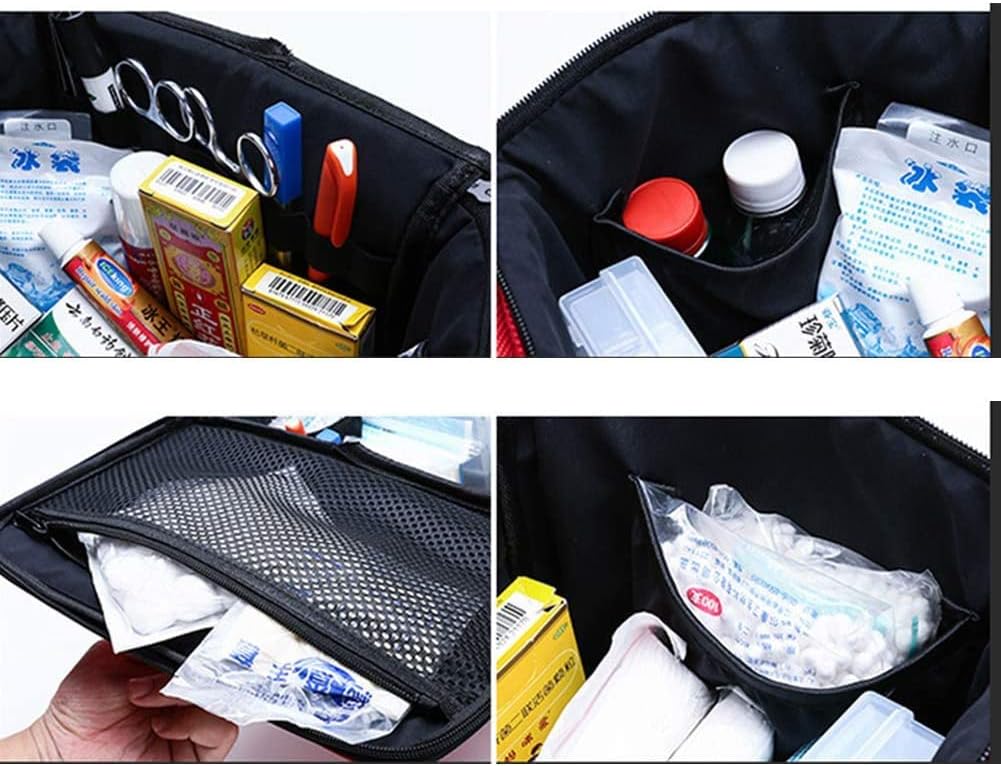 Portable First Aid Bag,High Capacity Family Medicine Kit, Waterproof Travel First Aid Kit,with Detachable Shoulder Strap, for Camping, Home Hiking (Color : Blue)