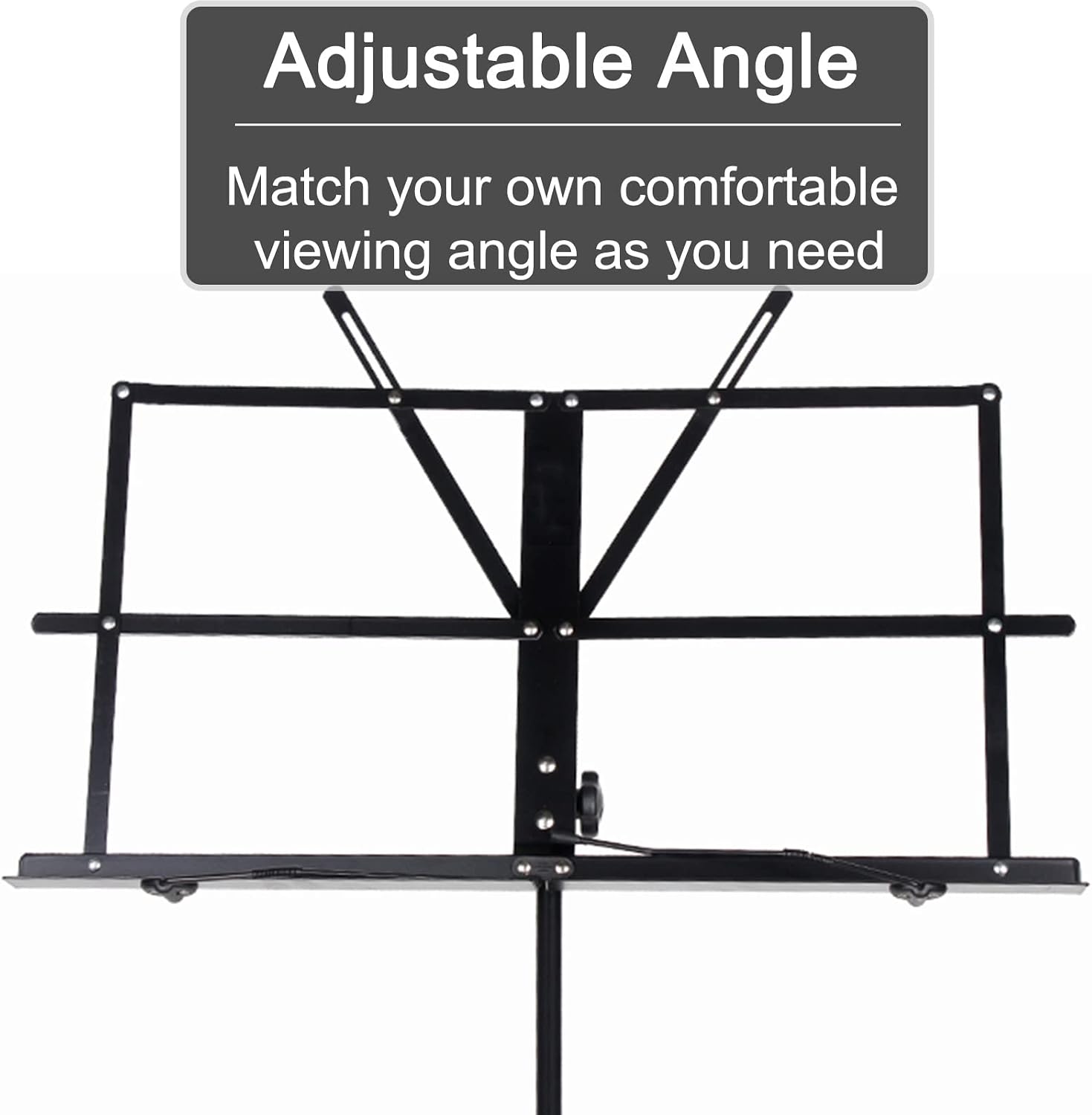 Folding Wire Sheet Music Stand for Guitar Players, Portable Black Instrumental Book Holder with Carrying Bag, Stage Studios Church School