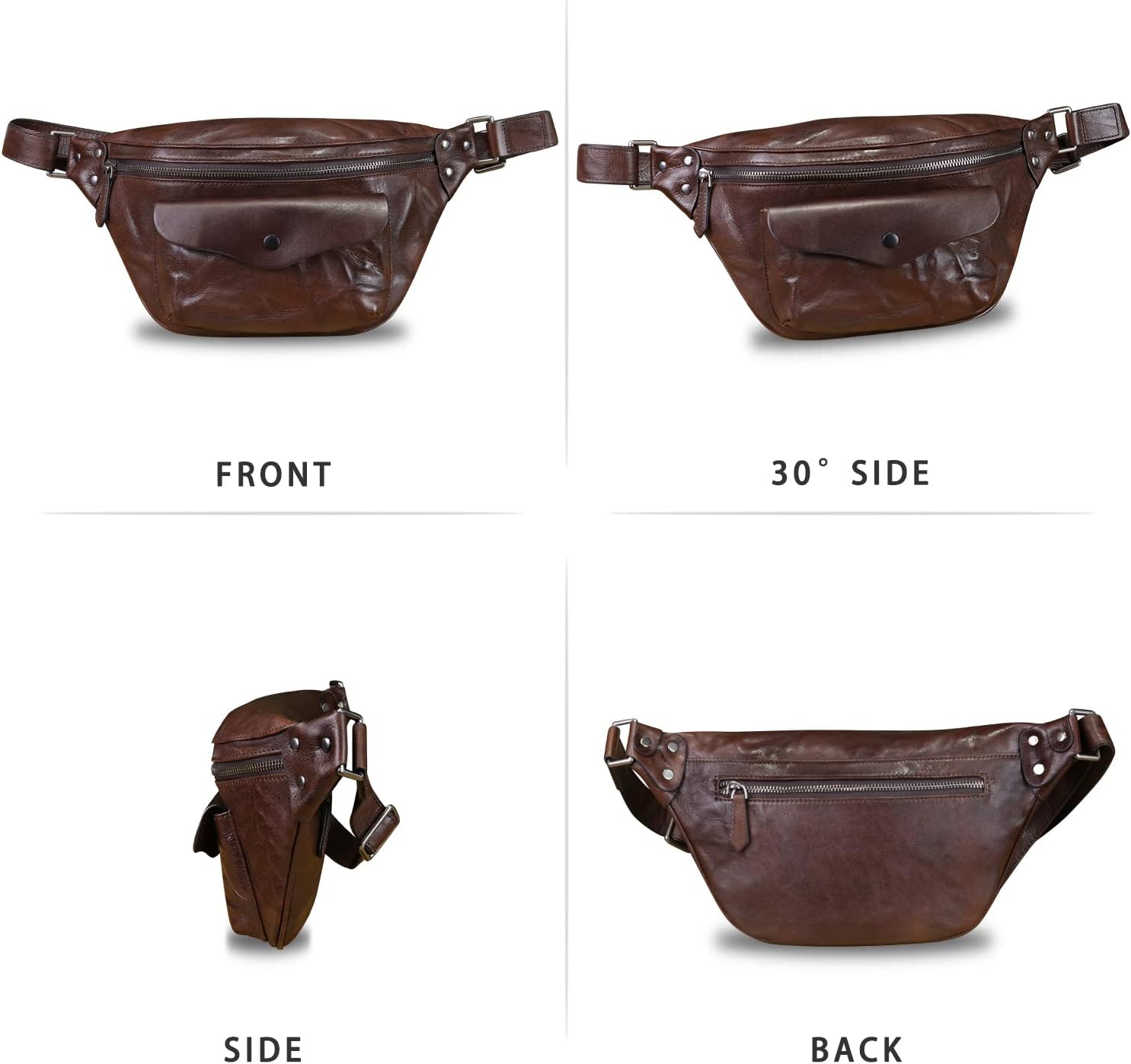 Genuine Leather Fanny Pack for Women and Men Vintage Real Leather Sling Bag Crossbody Bag Fashion Waist Bag Chest Purse
