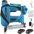 Nail Gun Battery Powered, Cordless Nail Gun with 2 * 2.0Ah Li-ion Battery, 20V 2 in 1 Electric Nail Gun with Staple Remover, Battery Nail Gun for Upholstery, Small Projects and Woodworking