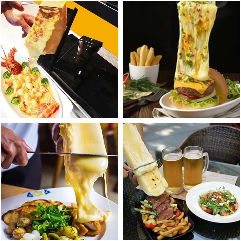 YUEWO Raclette Cheese Melter Commercial Electric Cheese Machine 750W Nacho Cheese Dispenser Half Cheese Wheel Maker Angle Adjustable Rapid Heating