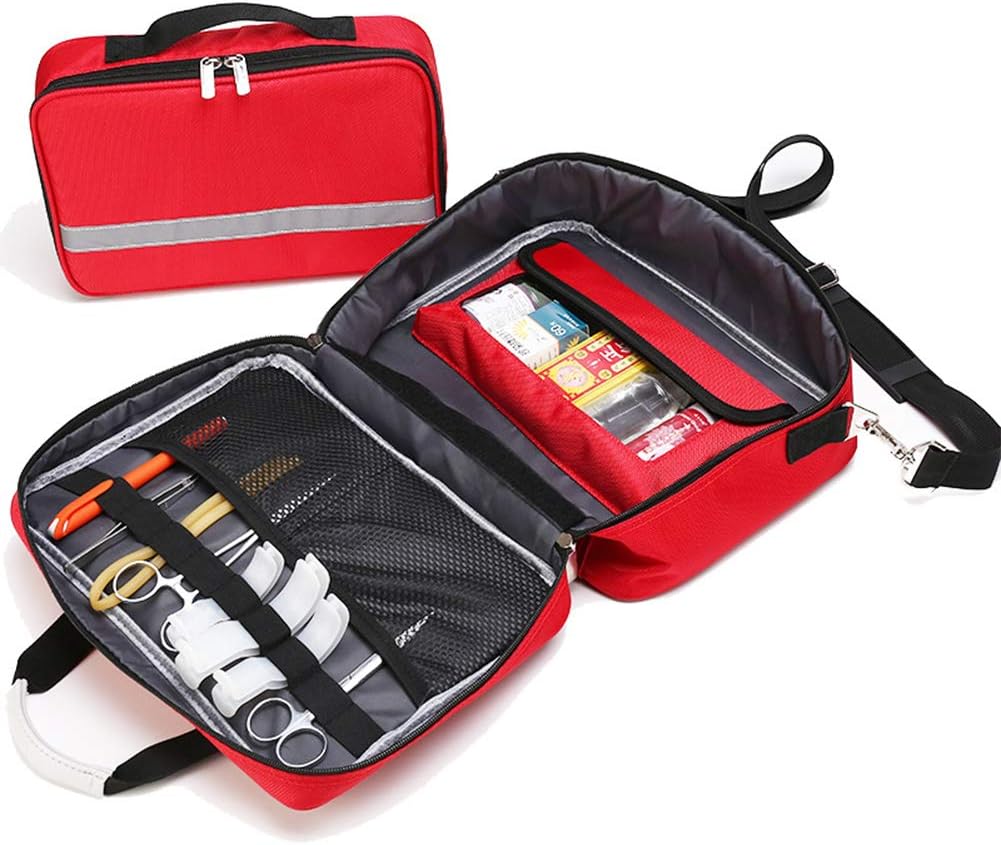 First Aid Kit Bag with Shoulder Strap, Emergency Survival Trauma Insulin Cold Storage with Labeled Compartments, Large-Capacity Outdoor Waterproof Rescue