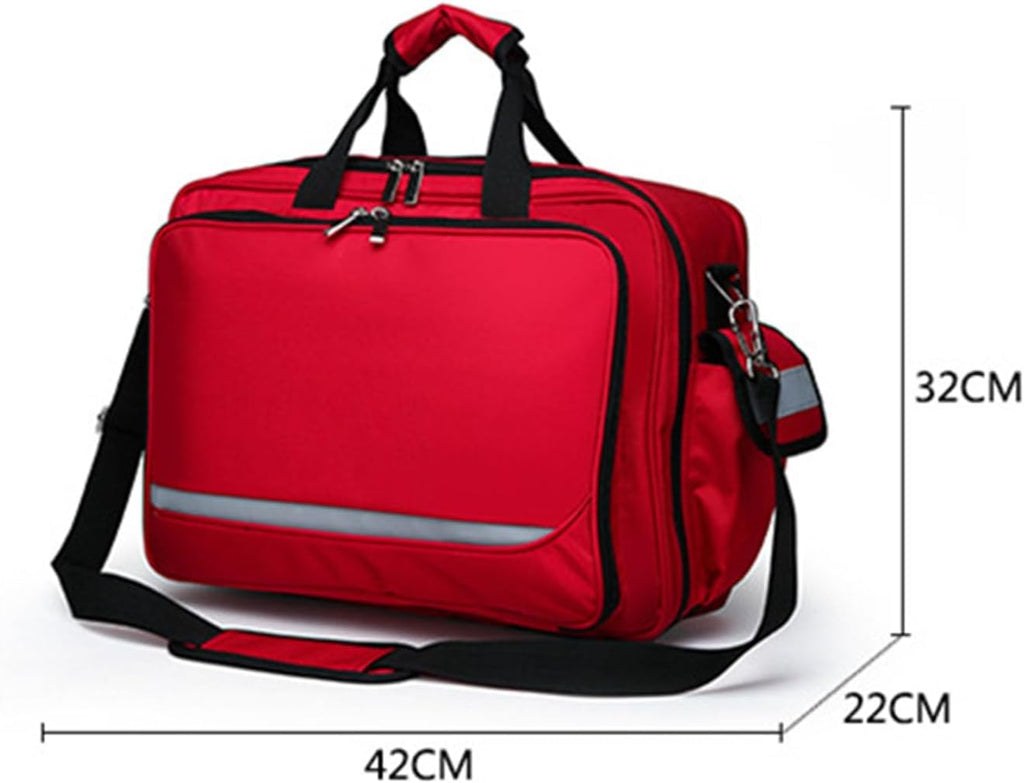 Compact Professional First Aid Kit, Portable Medical Visit Shoulder Bag, Multi-Compartment Supplies Refrigerated Storage(Red)